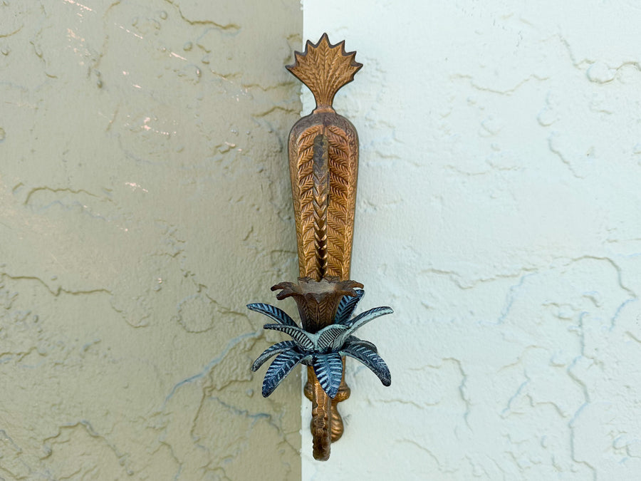 Pair of Petite Brass Palm Wall Sconces