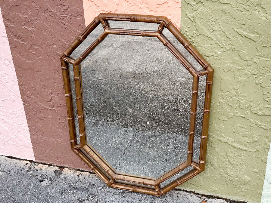 Faux Bamboo Octagon Mirror