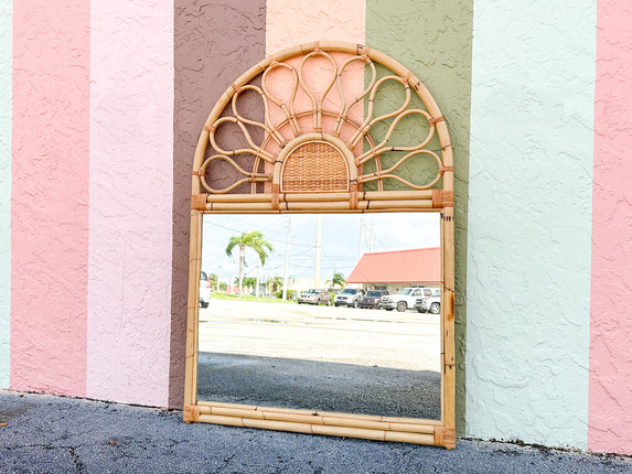 Large Whimsical Rattan Mirror