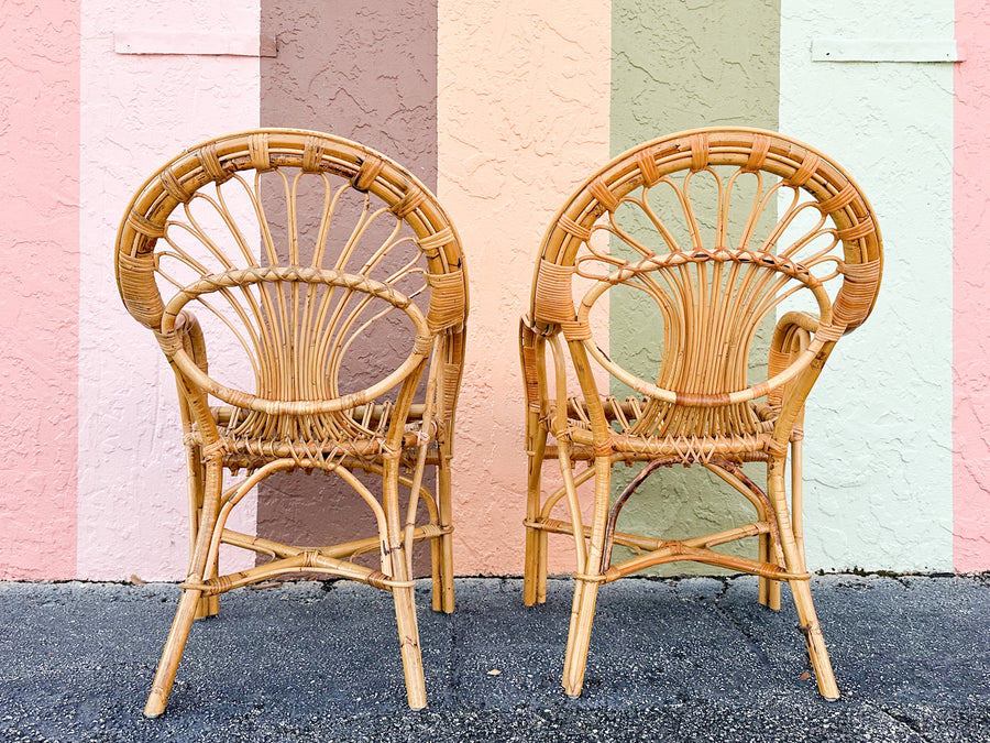 Pair of Island Chic Rattan Arm Chairs