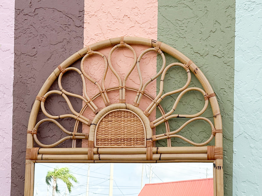 Large Whimsical Rattan Mirror