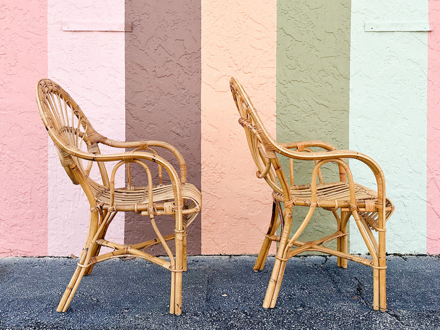 Pair of Island Chic Rattan Arm Chairs
