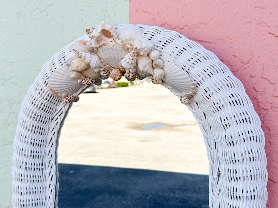 Wicker Shell Mirror
