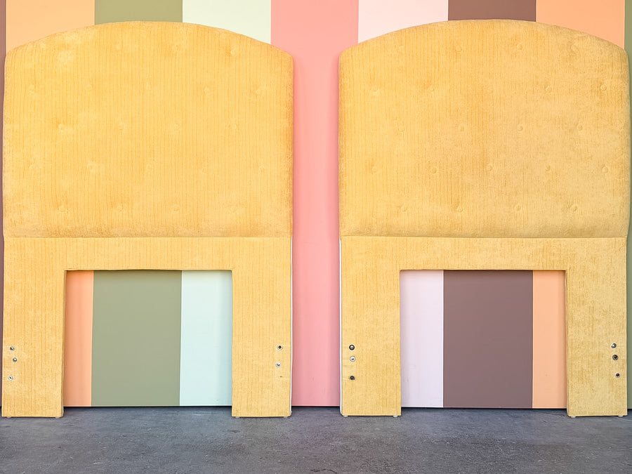 Pair of Golden Yellow Tufted Upholstered Twin Headboards