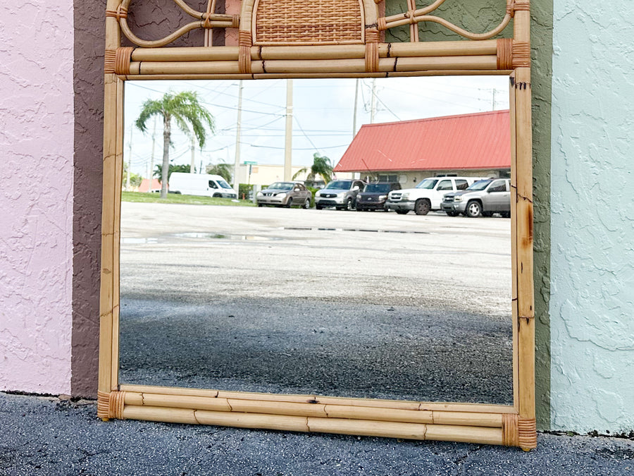 Large Whimsical Rattan Mirror