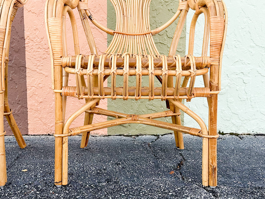 Pair of Island Chic Rattan Arm Chairs