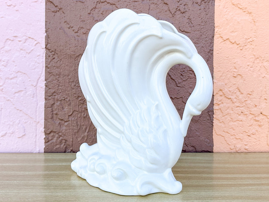 MCM White Swan Vase