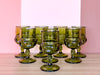 Set of Eight Green Goblets