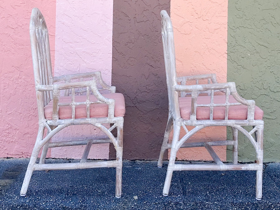 Set of Six McGuire Style Cathedral Dining Chairs