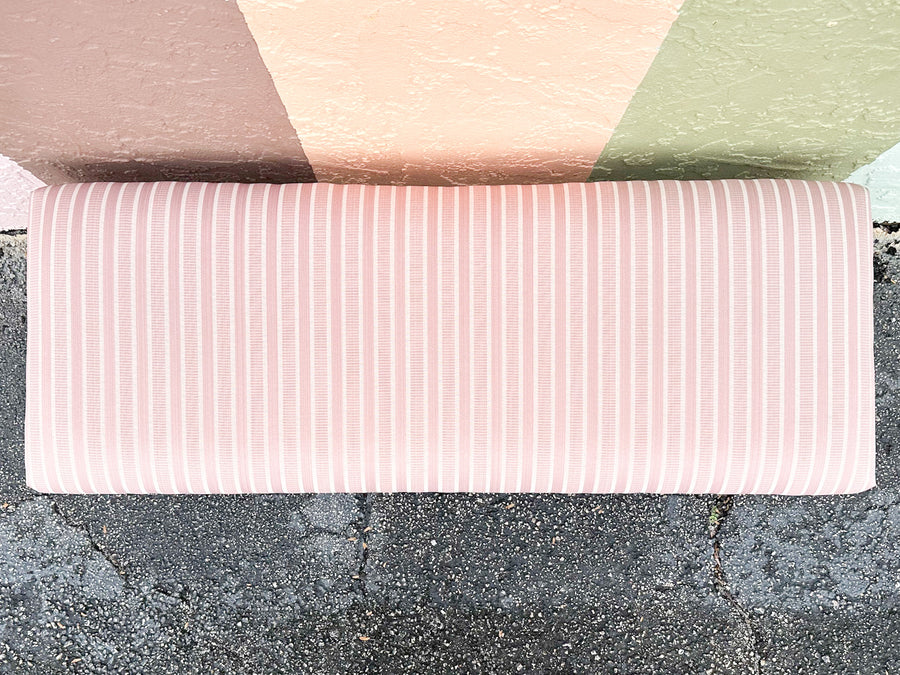 Pink Striped Upholstered Bench