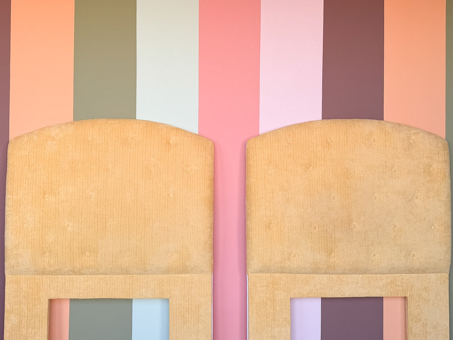 Pair of Golden Yellow Tufted Upholstered Twin Headboards