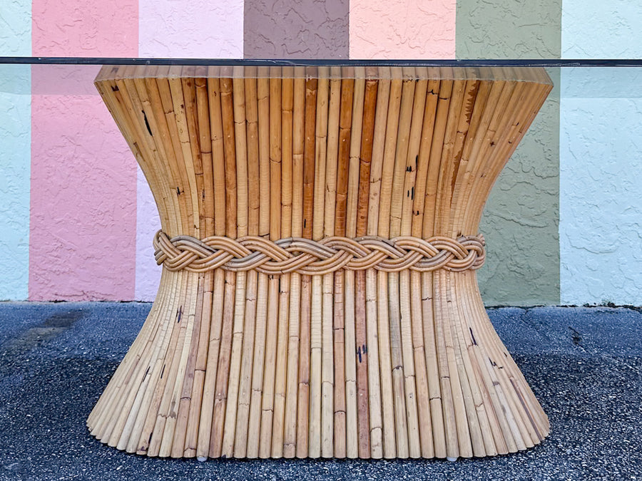 McGuire Style Sheaf of Wheat Rattan Dining Table