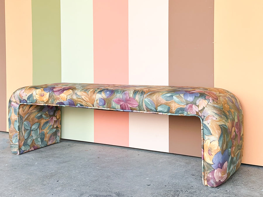 Colorful Floral Upholstered Waterfall Bench