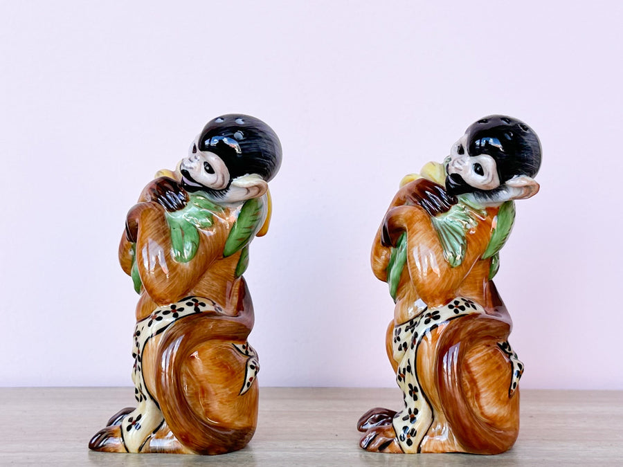 Pair of Lynn Chase Monkey Salt and Pepper Set