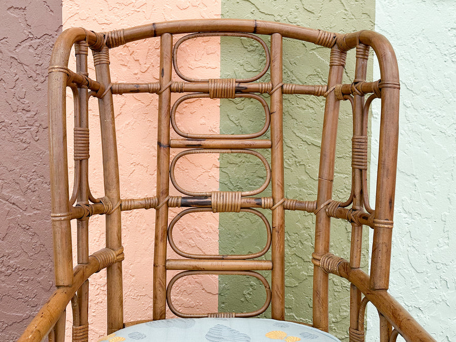Island Chic Rattan Wingback Chair