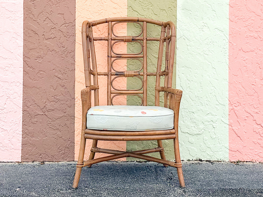 Island Chic Rattan Wingback Chair