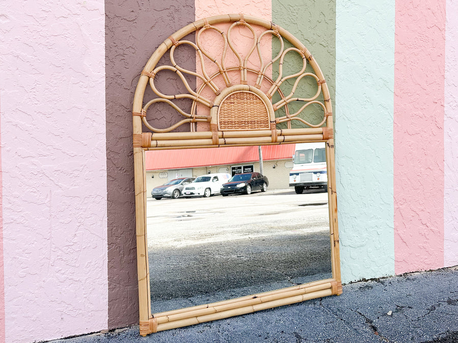 Large Whimsical Rattan Mirror