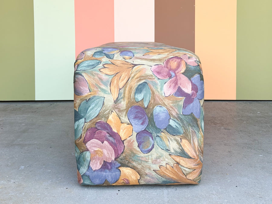 Colorful Floral Upholstered Waterfall Bench