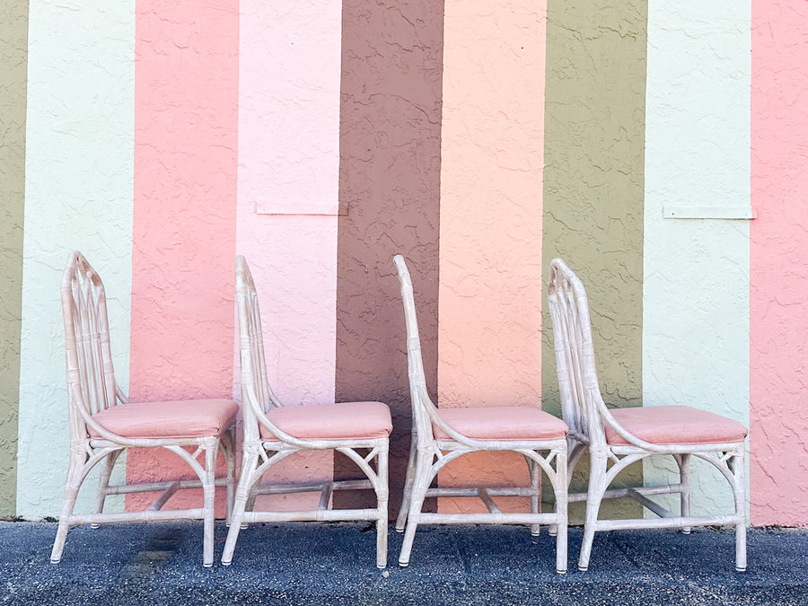Set of Six McGuire Style Cathedral Dining Chairs