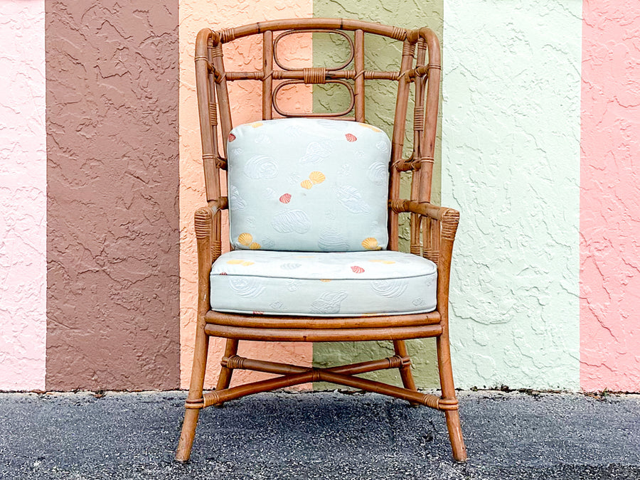 Island Chic Rattan Wingback Chair