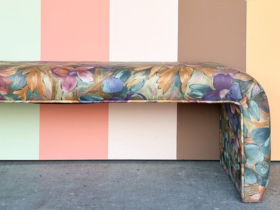 Colorful Floral Upholstered Waterfall Bench