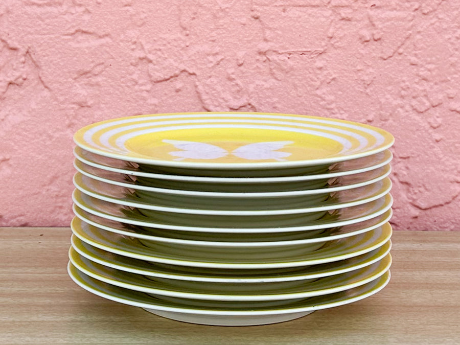 Set of Ten Fitz and Floyd Butterfly Dessert Plates