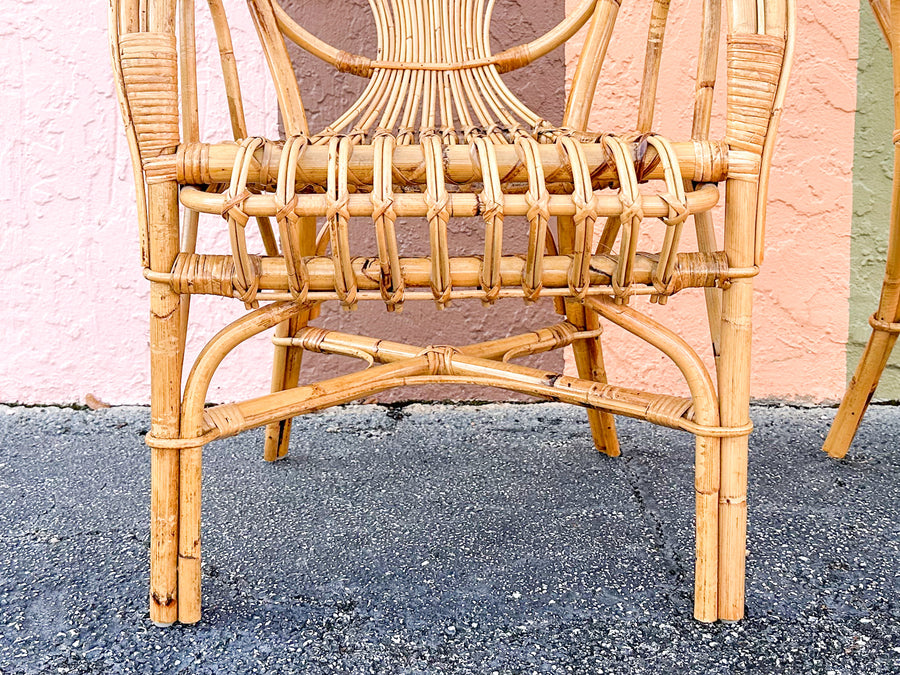 Pair of Island Chic Rattan Arm Chairs