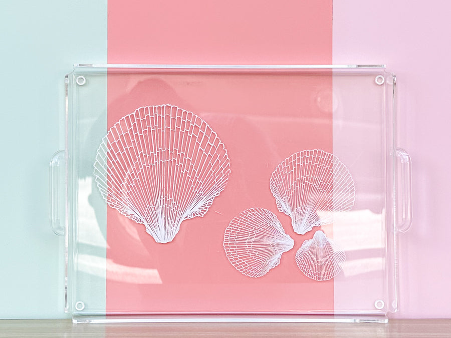 Etched Shell Lucite Tray