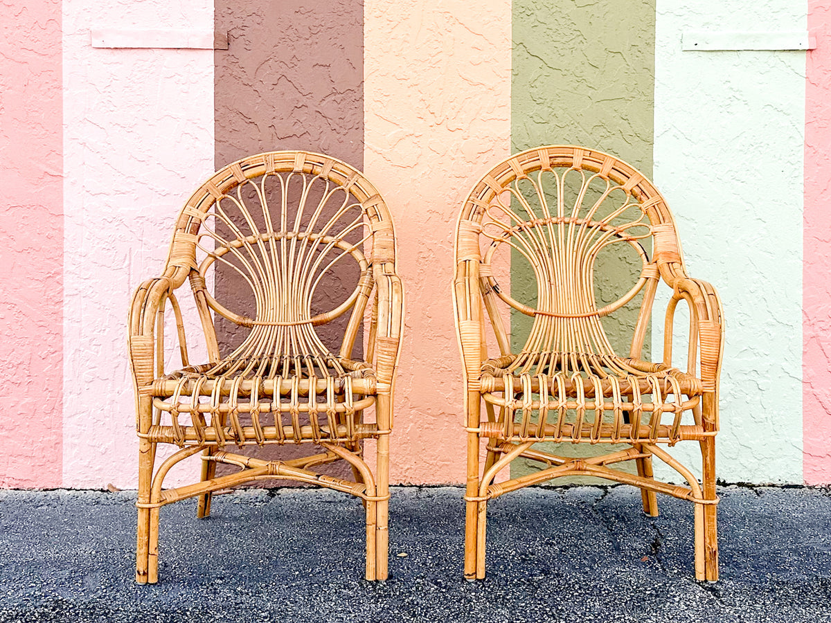Pair of Island Chic Rattan Arm Chairs