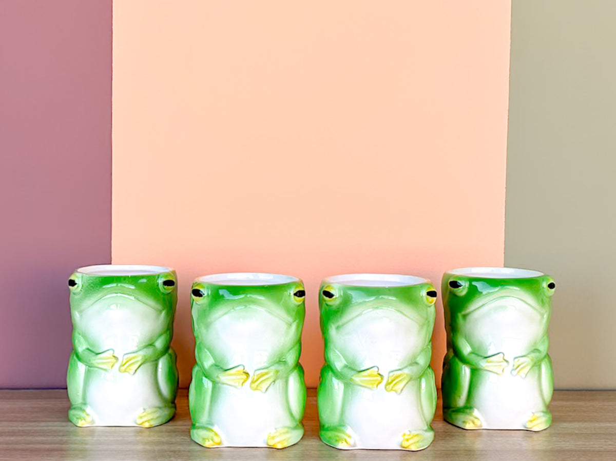 Set of Four Franci Villa Italian Frog Mugs