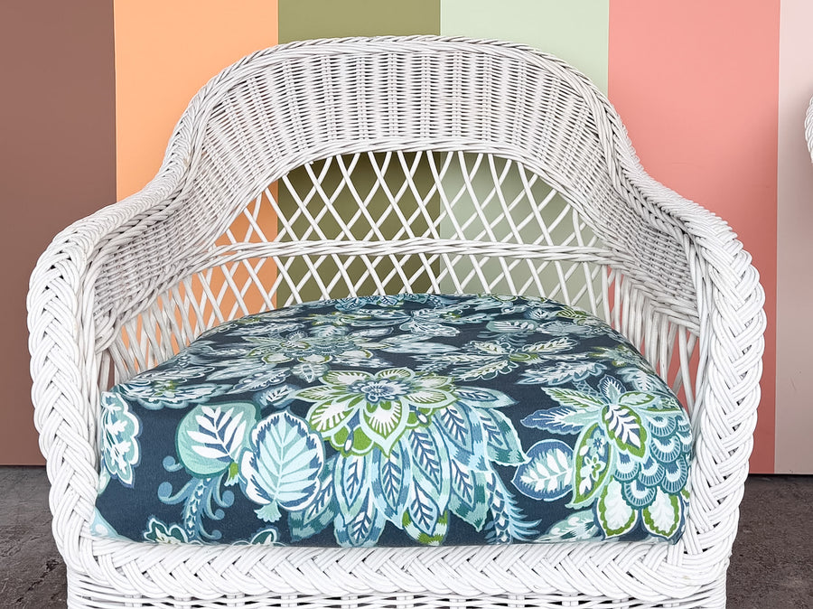 Pair of Braided Rattan Lounge Chairs