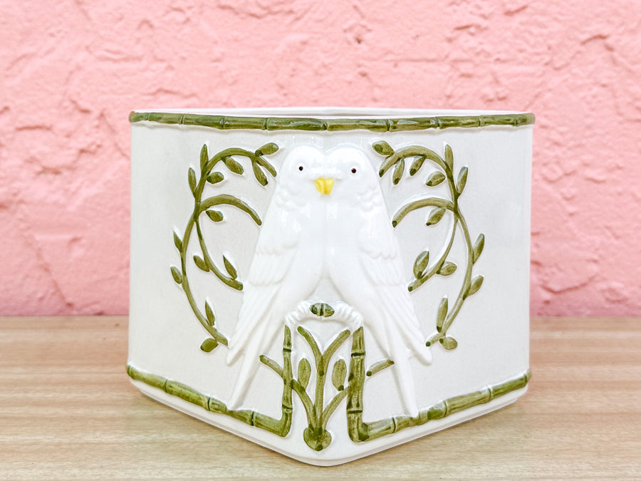 Set of Love Birds Vase and Cachepot
