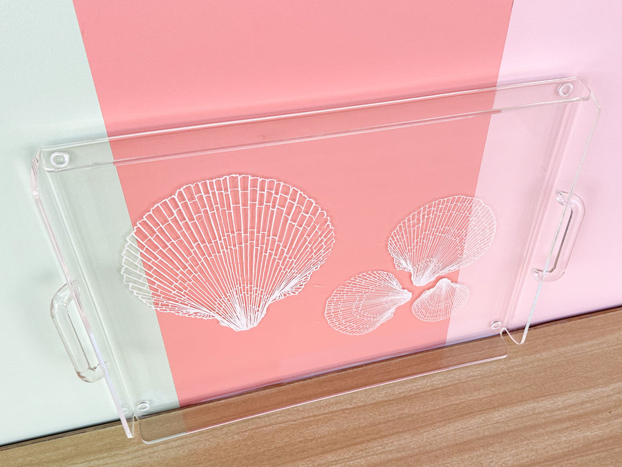 Etched Shell Lucite Tray