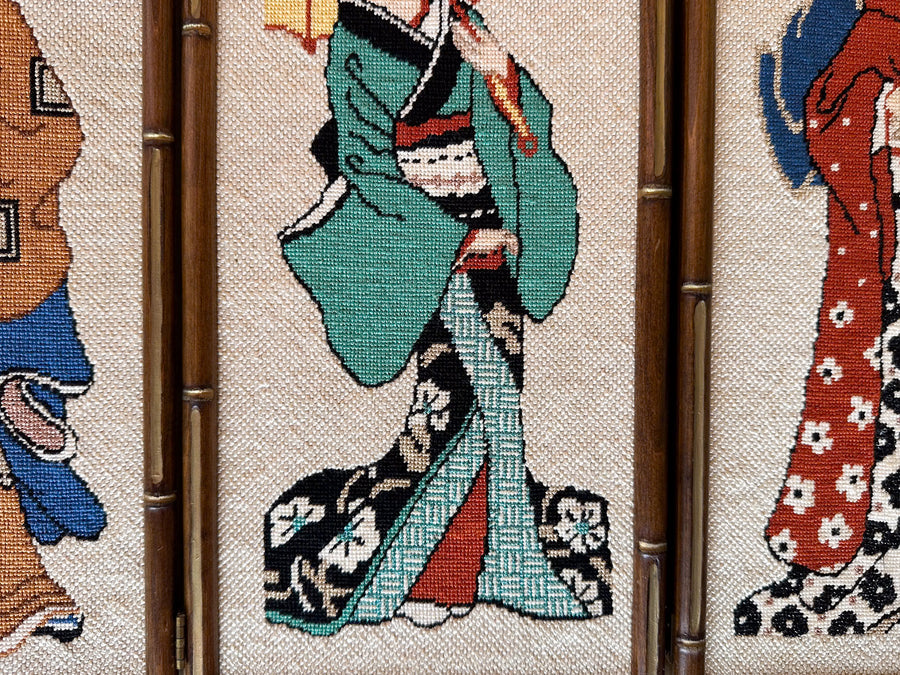 Geisha Needlepoint Folding Art