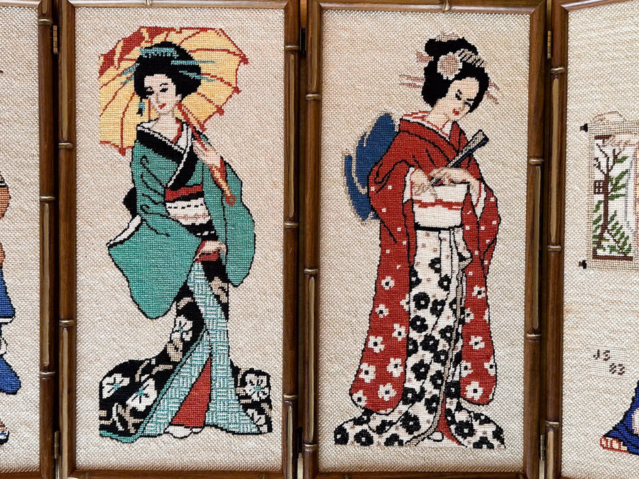 Geisha Needlepoint Folding Art