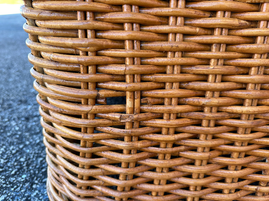 Pair of Newly Restored Oversized Braided Rattan Lounge Chairs
