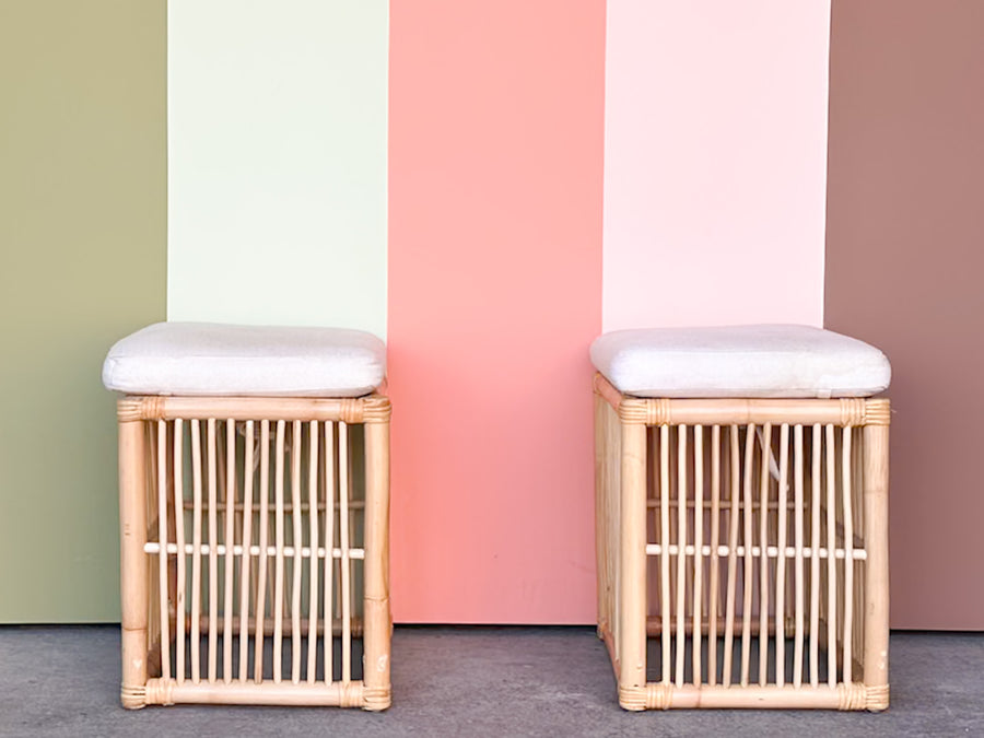 Pair of Rattan Ottomans