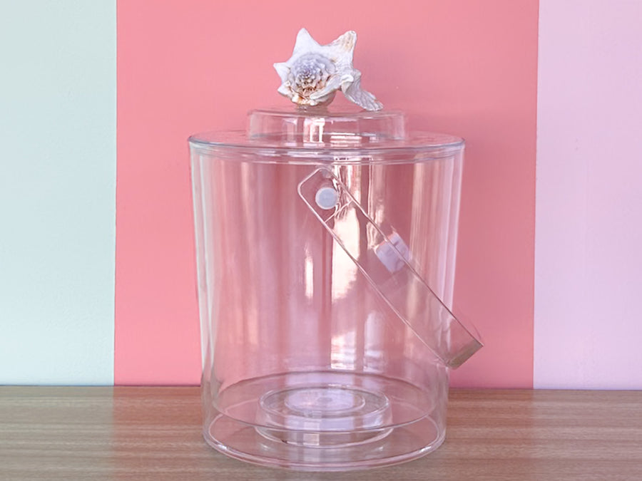 Rooster Conch Shell Lucite Ice Bucket