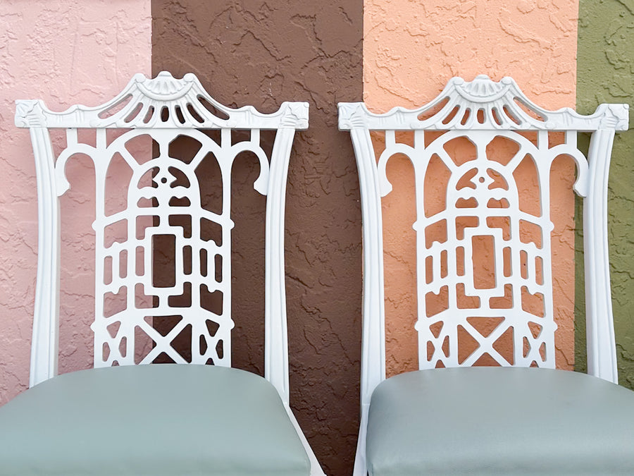 Set of Eight Fretwork Pagoda Dining Chairs