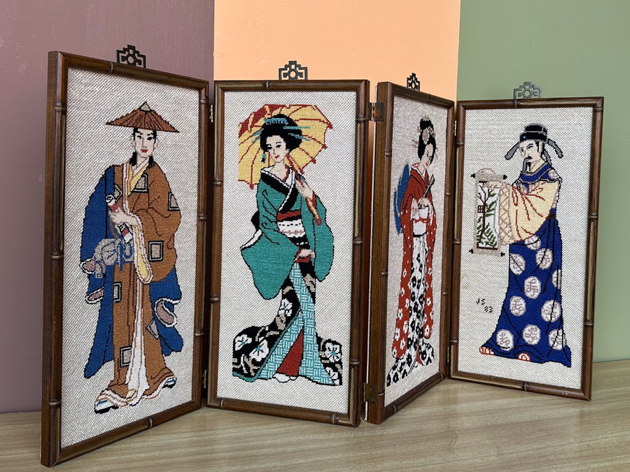 Geisha Needlepoint Folding Art