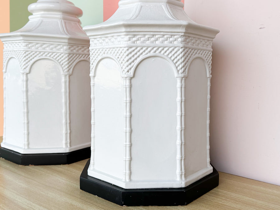 Pair of Ceramic Pagoda Lamps