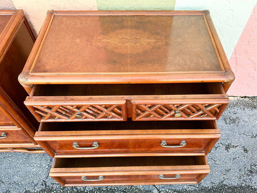 Pair of Brown Jordan Oversized Rattan Nightstands