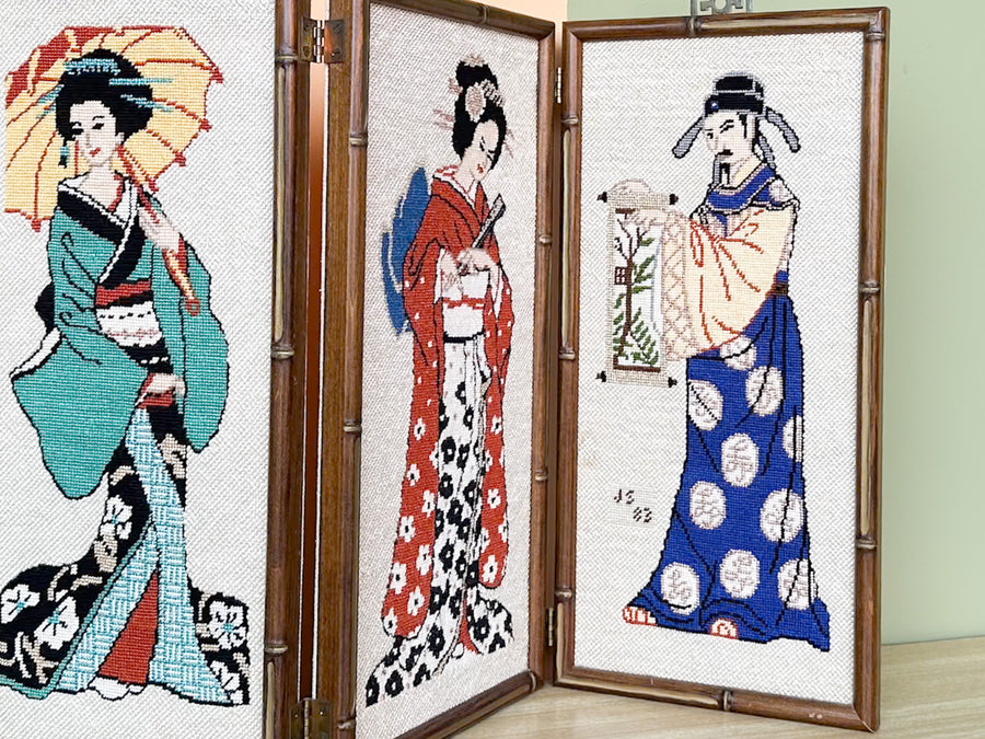 Geisha Needlepoint Folding Art