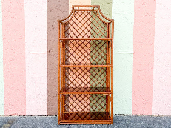 Tortoiseshell Rattan Pagoda Etagere