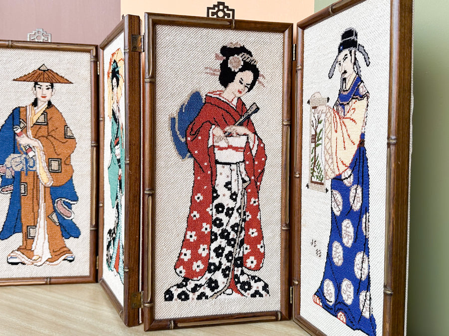 Geisha Needlepoint Folding Art