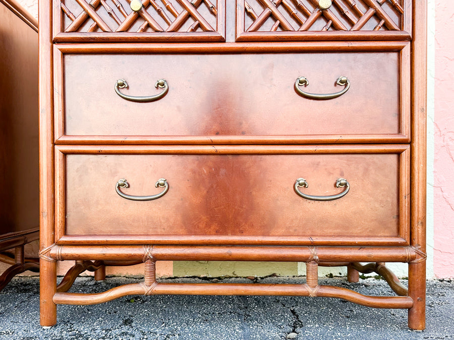 Pair of Brown Jordan Oversized Rattan Nightstands
