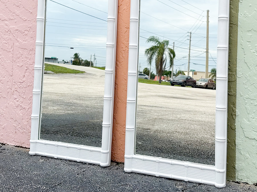 Pair of Faux Bamboo Omega Mirrors