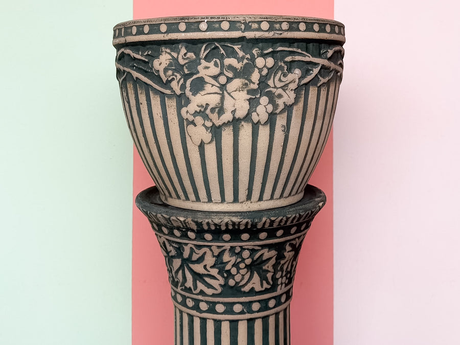 Pretty Teal Cachepot and Pedestal