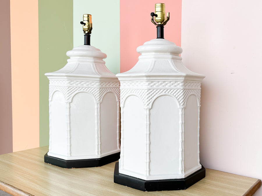 Pair of Ceramic Pagoda Lamps