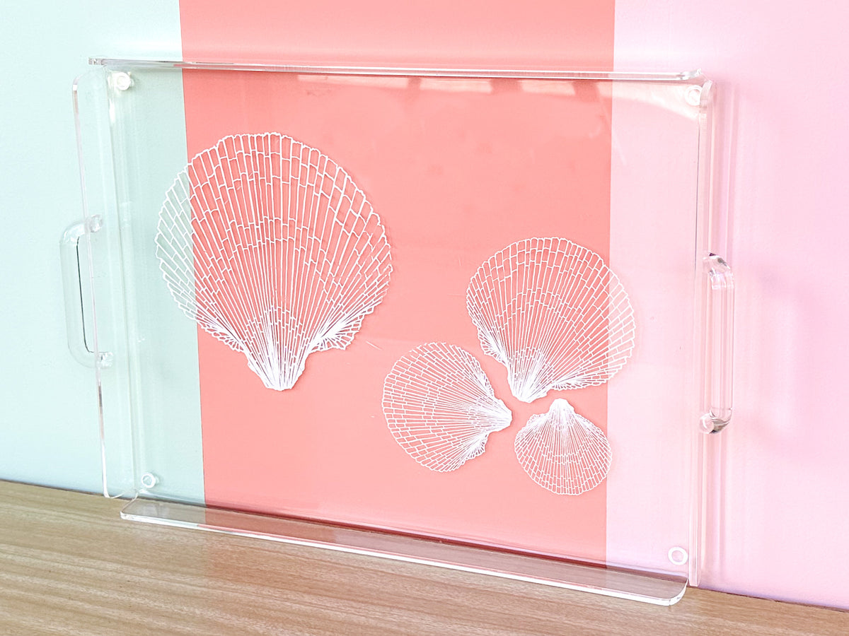 Etched Shell Lucite Tray